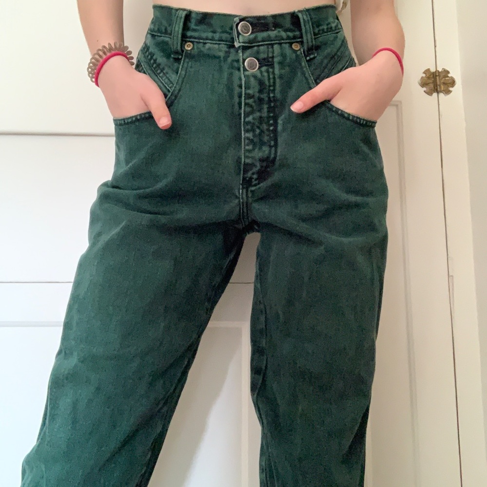 True Vintage 80s Deadstock Zena Green High Waisted Mom Jeans